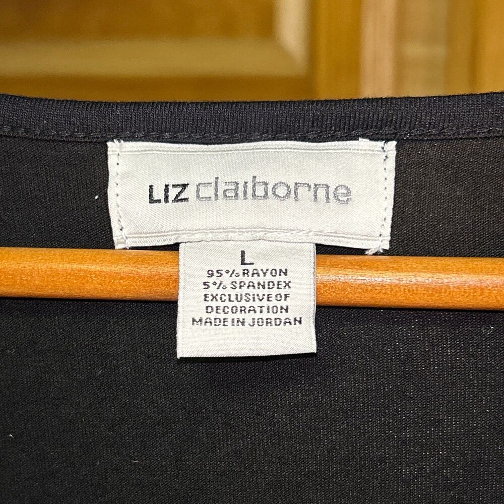 Liz Claiborne Black Lace Sleeve Blouse Women's Large NWT - Picture 4 of 7